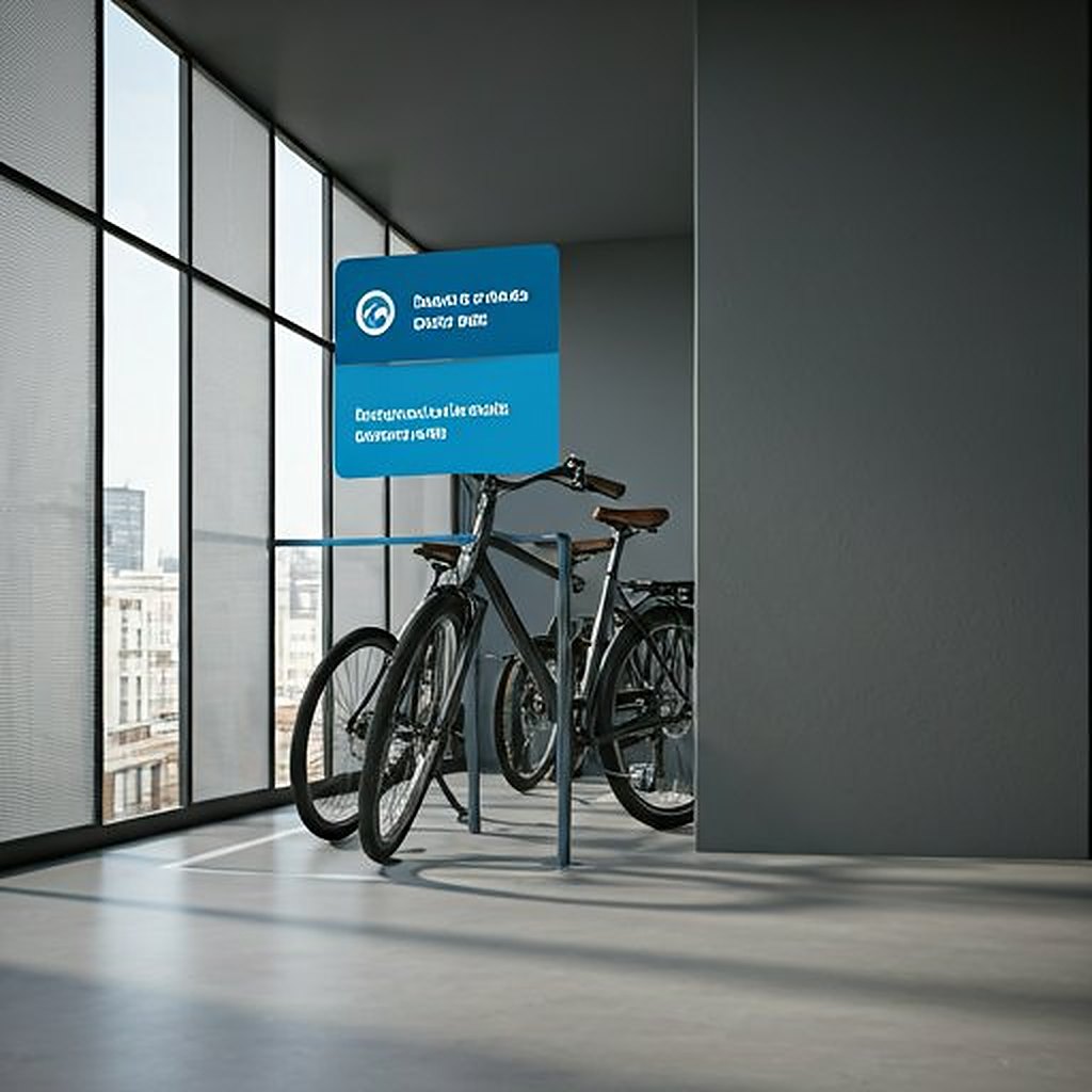 Espace de bureau moderne avec parking à vélos sécurisé